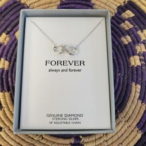 Sterling Silver Diamond Infinity Necklace Diamond Cross 18 Inch Adjustable Chain